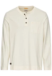 camel active T-Shirt Henley Khaki/Creme/Beige/Weiß
