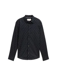TOM TAILOR Denim Langarmhemd Schwarz/Dunkelblau/Hellblau