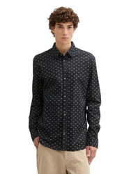 TOM TAILOR Denim Langarmhemd Schwarz/Dunkelblau/Hellblau