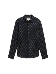 TOM TAILOR Denim Langarmhemd Schwarz/Dunkelblau/Hellblau