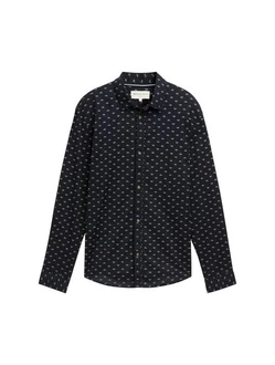 TOM TAILOR Denim Langarmhemd Schwarz/Dunkelblau/Hellblau