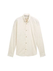 TOM TAILOR Denim Langarmhemd grau/weiß