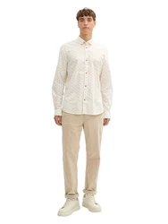 TOM TAILOR Denim Langarmhemd grau/weiß