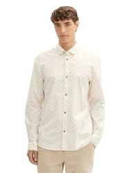 TOM TAILOR Denim Langarmhemd grau/weiß