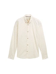 TOM TAILOR Denim Langarmhemd grau/weiß