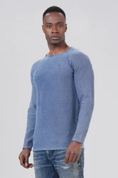 Miracle of Denim Strickpullover Men Pullover Hellblau/Blau/Grau