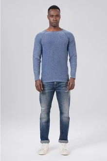Miracle of Denim Strickpullover Men Pullover Hellblau/Blau/Grau