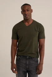 WE Fashion T-Shirt Dunkelgrün/Khaki