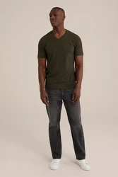 WE Fashion T-Shirt Dunkelgrün/Khaki