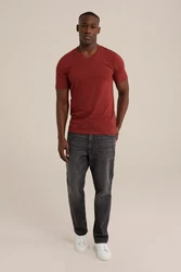 WE Fashion T-Shirt Dunkelrot/Rot/Bordeaux/Braun