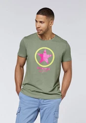 Chiemsee Print-Shirt T-Shirt mit Frontprint (1) Dunkelgrün/Grün/Neonfarben