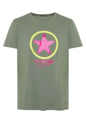 Chiemsee Print-Shirt T-Shirt mit Frontprint (1) Dunkelgrün/Grün/Neonfarben