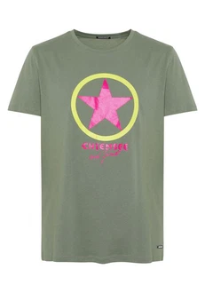 Chiemsee Print-Shirt T-Shirt mit Frontprint (1) Dunkelgrün/Grün/Neonfarben