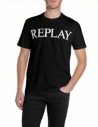 Replay T-Shirt mit Logo-Frontprint Blau/Rot/Schwarz