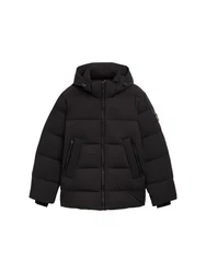 TOM TAILOR Winterjacke Pufferjacke mit abnehmbarer Kapuze mit Innentasche Schwarz