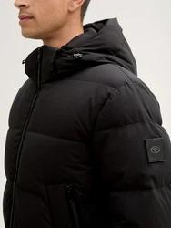 TOM TAILOR Winterjacke Pufferjacke mit abnehmbarer Kapuze mit Innentasche Schwarz