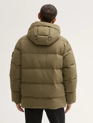 TOM TAILOR Winterjacke Pufferjacke mit abnehmbarer Kapuze mit Innentasche Dunkelgrün/Khaki