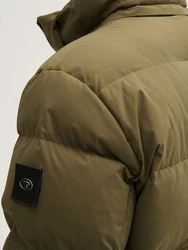 TOM TAILOR Winterjacke Pufferjacke mit abnehmbarer Kapuze mit Innentasche Dunkelgrün/Khaki
