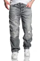 Loose-fit-Jeans YAKIMA 90s Baggy Jeans Herren Destroyed 90s Denim Jeans Hose Straight Baggy