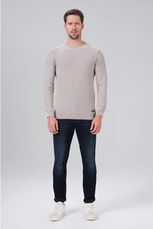 Miracle of Denim Strickpullover Pullover Herren Khaki/Beige/Grau/Braun