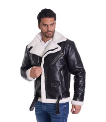 Denim Distriqt Herren Piloten Winterjacke Fliegerjacke Schwarz/Weiß