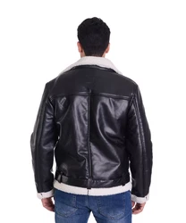 Denim Distriqt Herren Piloten Winterjacke Fliegerjacke Schwarz/Weiß