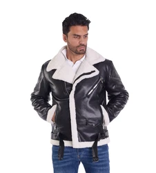 Denim Distriqt Herren Piloten Winterjacke Fliegerjacke Schwarz/Weiß