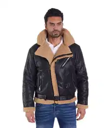 Winterjacke Herren Piloten Winterjacke Fliegerjacke Schwarz Camel L