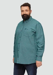 s.Oliver Langarmhemd Regular Fit Button-Down-Kragen Türkis/Dunkelgrün/Grün/Blau