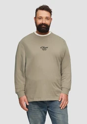 s.Oliver Langarmshirt mit Logo Khaki/Beige/Dunkelgrün