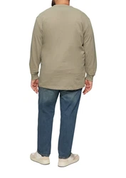 s.Oliver Langarmshirt mit Logo Khaki/Beige/Dunkelgrün