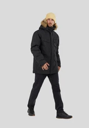 Fundango Winterjacke Venture Parka mit Kapuze Schwarz/Braun/Grau