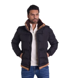 Denim Distriqt Steppjacke Ausgefallene Steppjacke mit Kunstfellkragen Schwarz