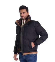 Denim Distriqt Steppjacke Ausgefallene Steppjacke mit Kunstfellkragen Schwarz