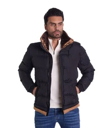 Denim Distriqt Steppjacke Ausgefallene Steppjacke mit Kunstfellkragen Schwarz