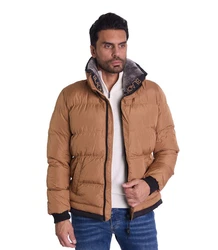Denim Distriqt Steppjacke Ausgefallene Steppjacke mit Kunstfellkragen Camel