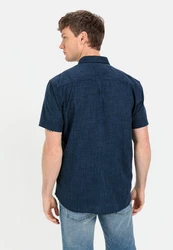 camel active Kurzarmhemd mit Button-Down Blau/Hellblau/Dunkelblau