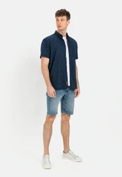 camel active Kurzarmhemd mit Button-Down Blau/Hellblau/Dunkelblau