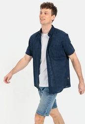 camel active Kurzarmhemd mit Button-Down Blau/Hellblau/Dunkelblau