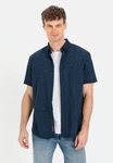 camel active Kurzarmhemd mit Button-Down Blau/Hellblau/Dunkelblau