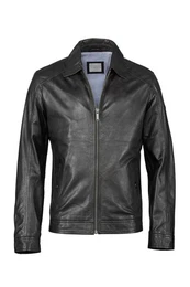Lederjacke BUROMEO mit Druckknpfen und Hemdkragen
