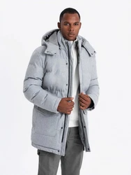 OMBRE Winterjacke Warme Lange Herren Parka Jacke Grau/Blau/Hellgrau