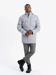 OMBRE Winterjacke Warme Lange Herren Parka Jacke Grau/Blau/Hellgrau