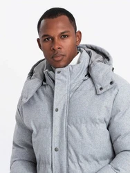OMBRE Winterjacke Warme Lange Herren Parka Jacke Grau/Blau/Hellgrau