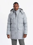 OMBRE Winterjacke Warme Lange Herren Parka Jacke Grau/Blau/Hellgrau