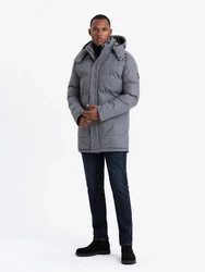 OMBRE Winterjacke Warme Lange Herren Parka Jacke Grau/Hellgrau/Blau