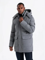 OMBRE Winterjacke Warme Lange Herren Parka Jacke Grau/Hellgrau/Blau