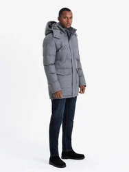 OMBRE Winterjacke Warme Lange Herren Parka Jacke Grau/Hellgrau/Blau