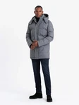 OMBRE Winterjacke Warme Lange Herren Parka Jacke Grau/Hellgrau/Blau