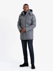 OMBRE Winterjacke Warme Lange Herren Parka Jacke Grau/Hellgrau/Blau